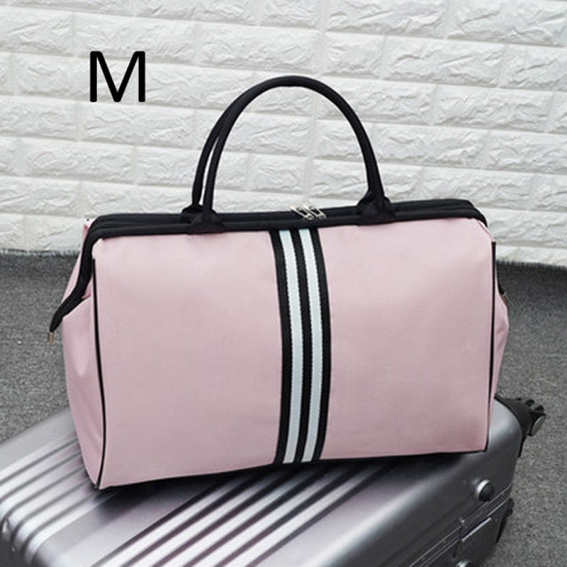 Women Overnight Weekend Fitness Bag Ladies Stripe Yaga Big Travel Bag Light Men Foldable Outdoor Bags Korean 2022 XA37WB