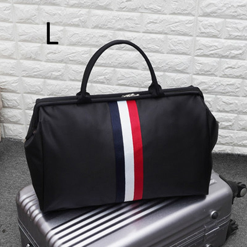 Women Overnight Weekend Fitness Bag Ladies Stripe Yaga Big Travel Bag Light Men Foldable Outdoor Bags Korean 2022 XA37WB