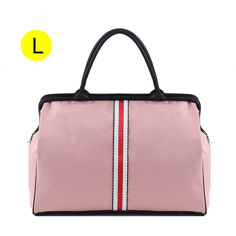 Women Overnight Weekend Fitness Bag Ladies Stripe Yaga Big Travel Bag Light Men Foldable Outdoor Bags Korean 2022 XA37WB