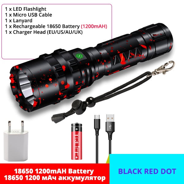 High Power XHP50.2 LED Flashlight Hunting Military Tactical Flash Light L2 Waterproof 18650 Torch 500M USB Lanterna Self Defence