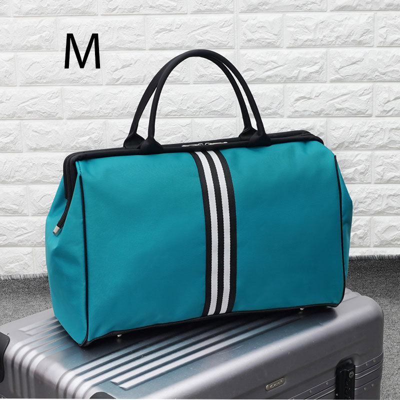 Women Overnight Weekend Fitness Bag Ladies Stripe Yaga Big Travel Bag Light Men Foldable Outdoor Bags Korean 2022 XA37WB