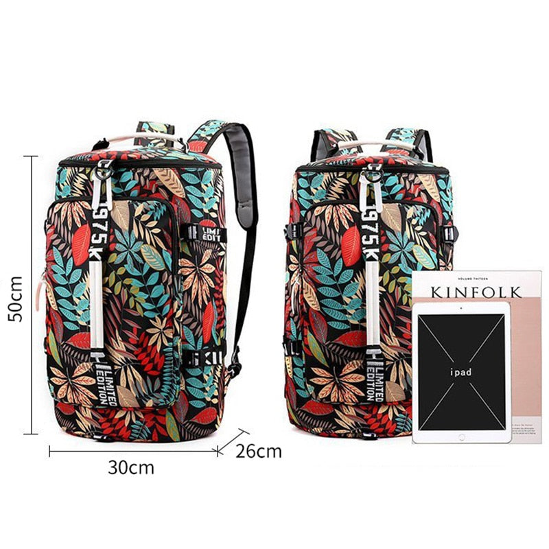 Large Travel Bucket Backpack Printing Moutaineering Bag Luggage Travel Duffle Carry On Rucksack Travelling Shoulder Bags XA107C