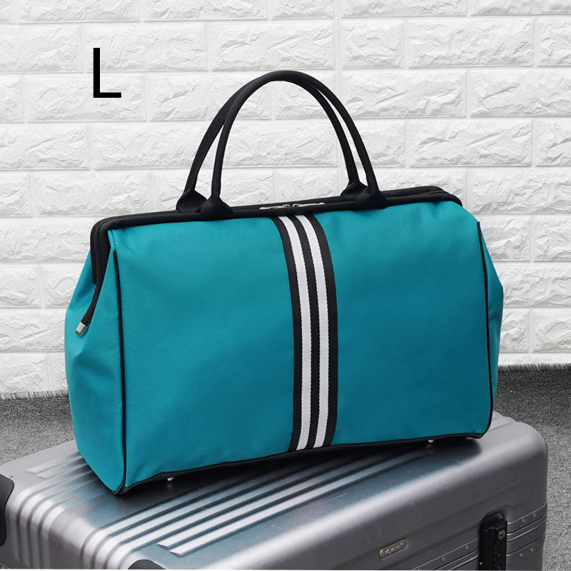 Women Overnight Weekend Fitness Bag Ladies Stripe Yaga Big Travel Bag Light Men Foldable Outdoor Bags Korean 2022 XA37WB