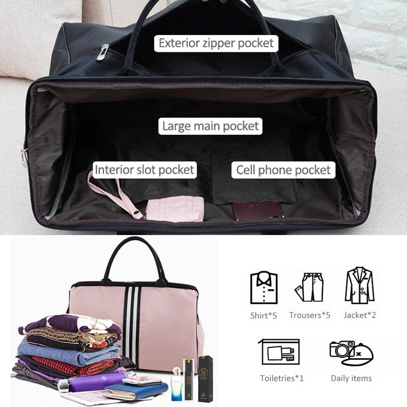 Women Overnight Weekend Fitness Bag Ladies Stripe Yaga Big Travel Bag Light Men Foldable Outdoor Bags Korean 2022 XA37WB