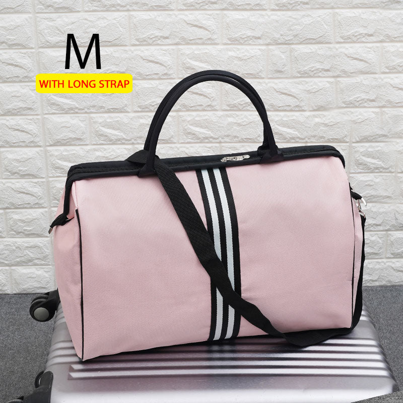 Women Overnight Weekend Fitness Bag Ladies Stripe Yaga Big Travel Bag Light Men Foldable Outdoor Bags Korean 2022 XA37WB