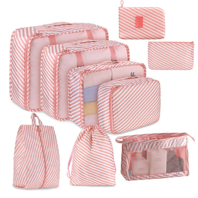 9 pieces Set Travel Organizer Storage Bags Suitcase Packing Set Storage Cases Portable Luggage Organizer Clothes Shoe Tidy Pouch