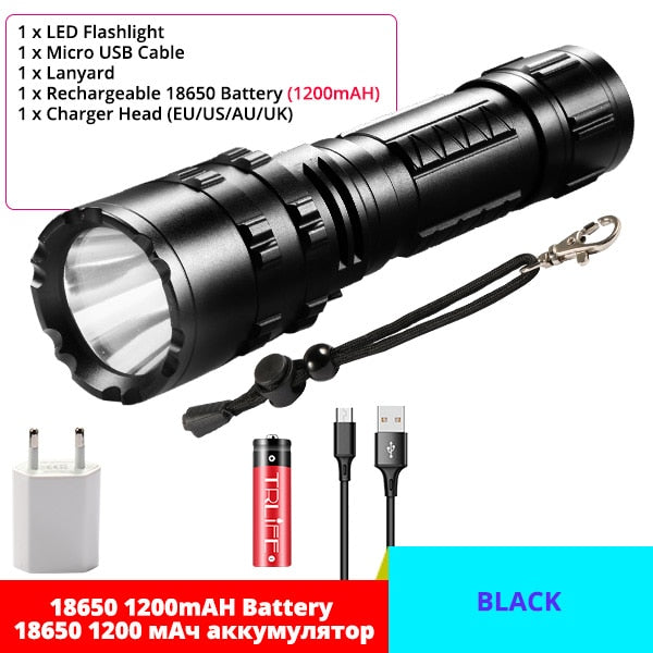 High Power XHP50.2 LED Flashlight Hunting Military Tactical Flash Light L2 Waterproof 18650 Torch 500M USB Lanterna Self Defence