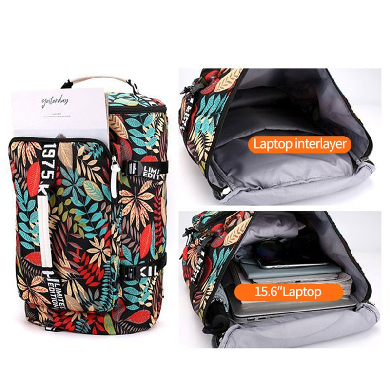 Large Travel Bucket Backpack Printing Moutaineering Bag Luggage Travel Duffle Carry On Rucksack Travelling Shoulder Bags XA107C