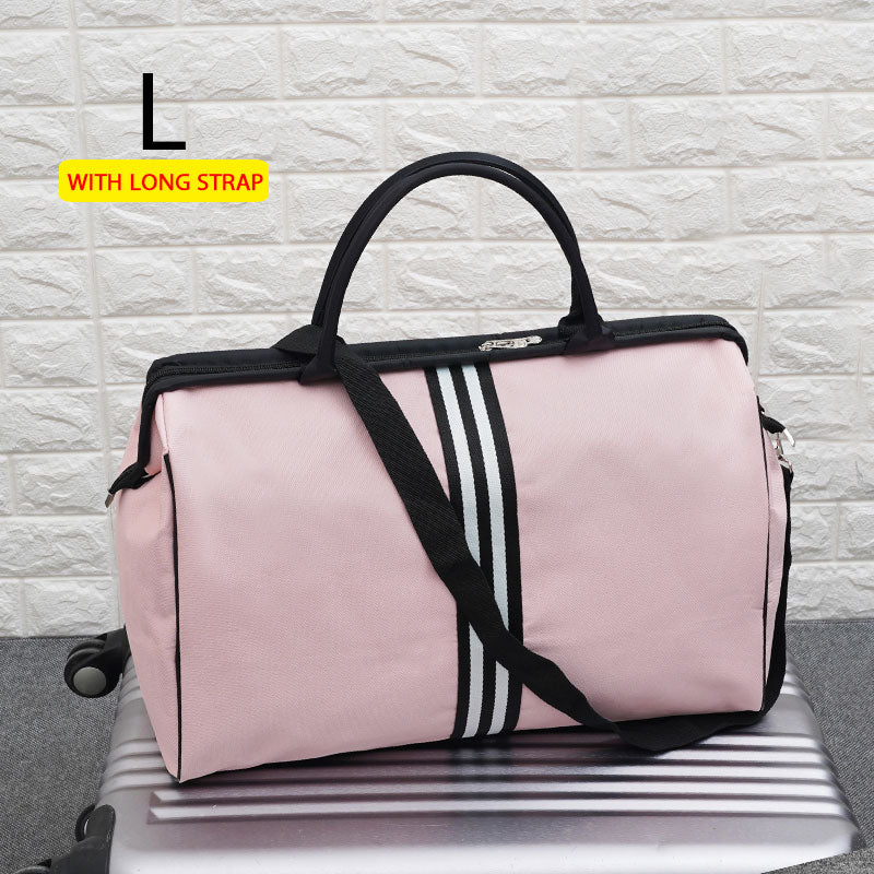 Women Overnight Weekend Fitness Bag Ladies Stripe Yaga Big Travel Bag Light Men Foldable Outdoor Bags Korean 2022 XA37WB