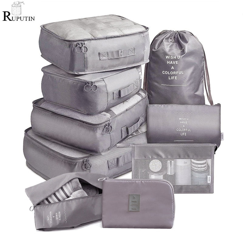 9 pieces Set Travel Organizer Storage Bags Suitcase Packing Set Storage Cases Portable Luggage Organizer Clothes Shoe Tidy Pouch