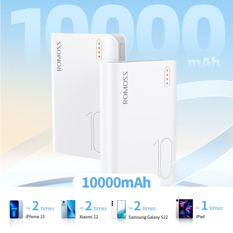 ROMOSS Sense4 Mini Power Bank 10000mAh Powerbank Portable External Battery Charger Mobile Phone For iPhone 13  For Xiaomi Huawei